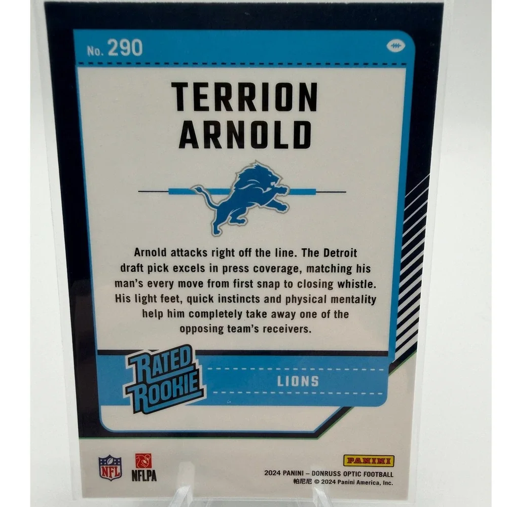 2024 Panini Donruss Optic Terrion Arnold Rated Rookie Detroit Lions RC #290‎